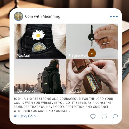 IELCJJ Lion of Judah Challenge Coin – Joshua 1:9 Scripture Coin with 3D Engraving, Zinc Alloy, Protective Case, Religious Gift