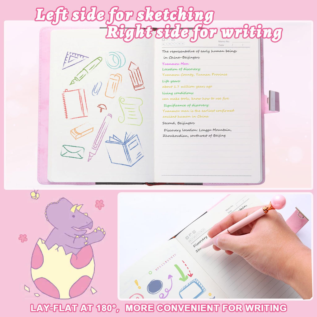 IFINTECHNO Pink Marble PU Leather Locking Diary Gift Set – A5 300-Page Journal with Combination Lock, Pen, Bracelet & More
