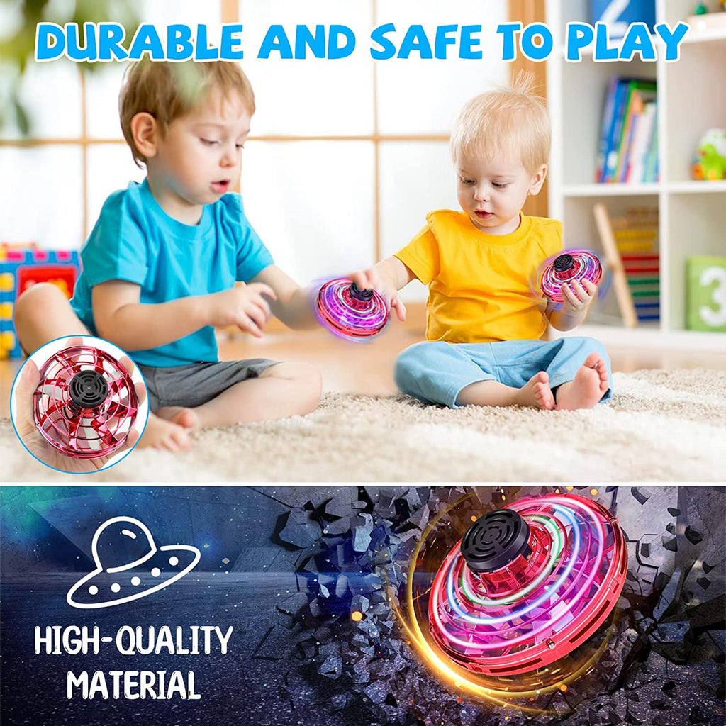 iFly Flying Spinner Mini UFO Drone - Hand Controlled Boomerang Toy for Kids (Red)