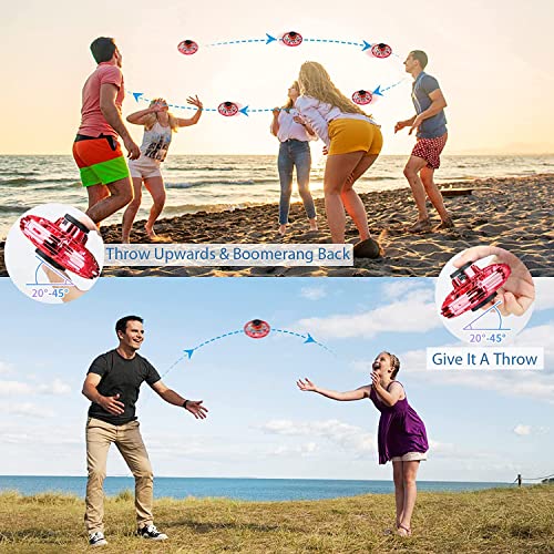 iFly Flying Spinner Mini UFO Drone - Hand Controlled Boomerang Toy for Kids (Red)