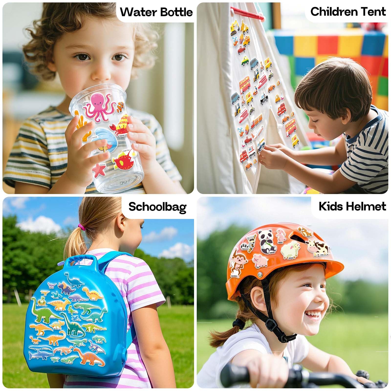 iGetooy 4 Sets Puffy Sticker Books for Toddlers – 122 Reusable 3D Stickers with Travel Handle