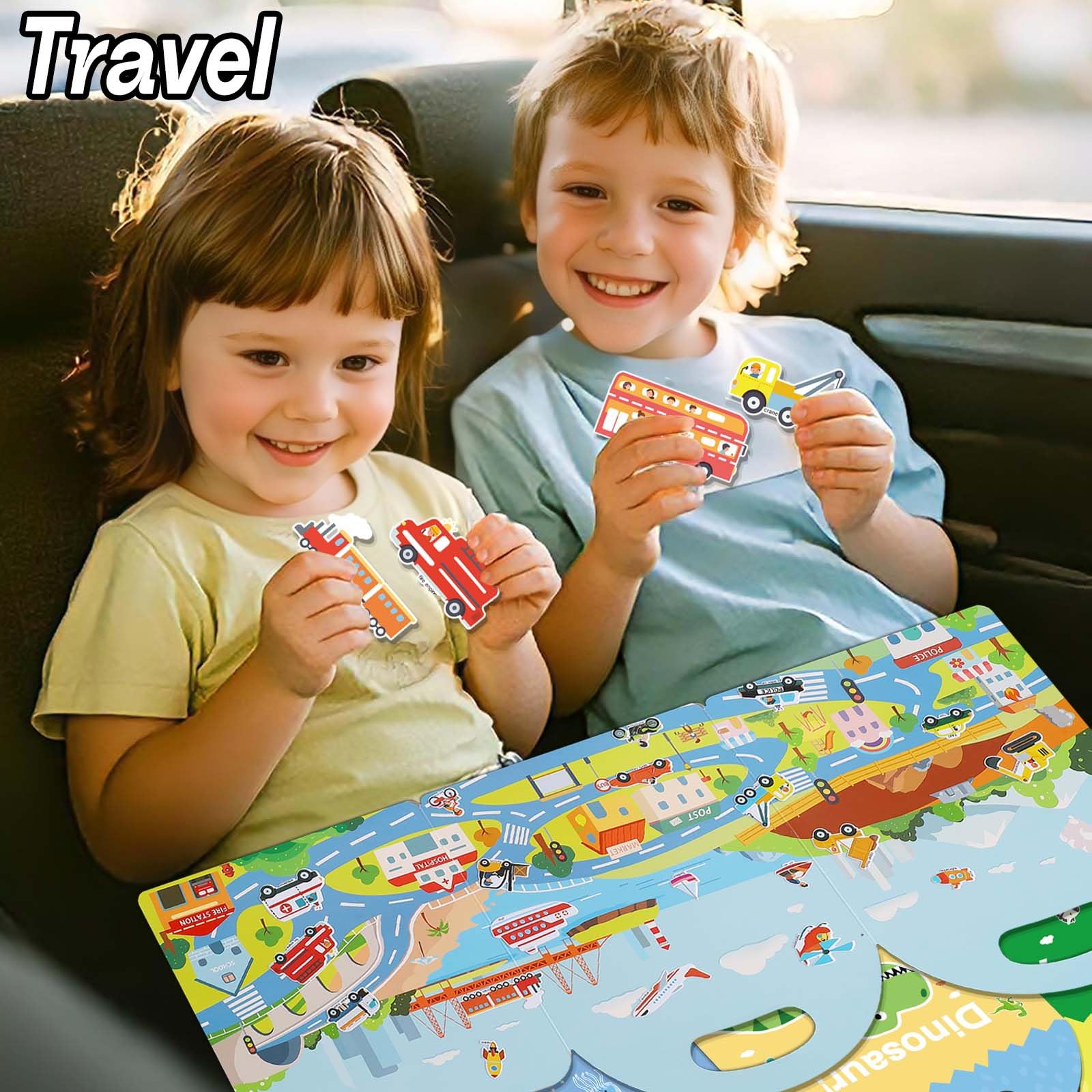 iGetooy 4 Sets Puffy Sticker Books for Toddlers – 122 Reusable 3D Stickers with Travel Handle