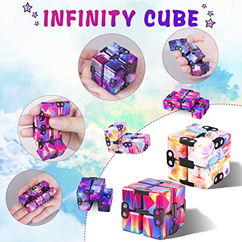 IGINOA 4-Pack Infinity Cube Fidget Toy Set – Mini Stress Relief Game for Kids and Adults, 4 Colors, ABS Plastic, 4x4x4 cm Each
