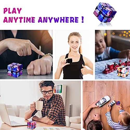IGINOA 4-Pack Infinity Cube Fidget Toy Set – Mini Stress Relief Game for Kids and Adults, 4 Colors, ABS Plastic, 4x4x4 cm Each