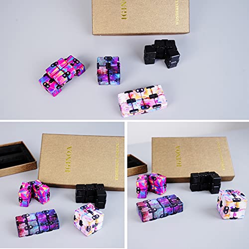 IGINOA 4-Pack Infinity Cube Fidget Toy Set – Mini Stress Relief Game for Kids and Adults, 4 Colors, ABS Plastic, 4x4x4 cm Each