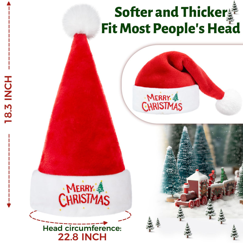 Iioscre Classic Santa Hat for Adults – Unisex Velvet, Plush, and Faux Fur Christmas Hat, Red, 32x40cm