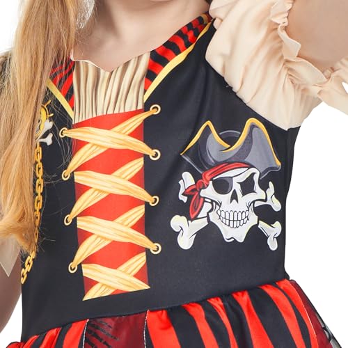 IKALI Girls Pirate Costume Set with Accessories for Halloween and Dress-Up Play
