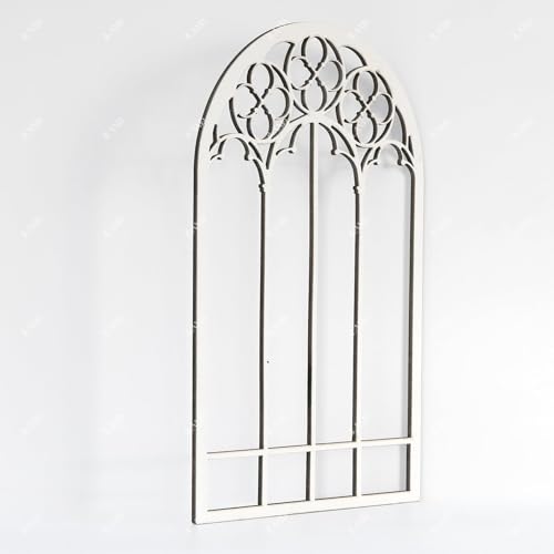 iLAND 1:12 Scale Wooden Dollhouse Window Kit - Arched Frame with PVC Grid Film
