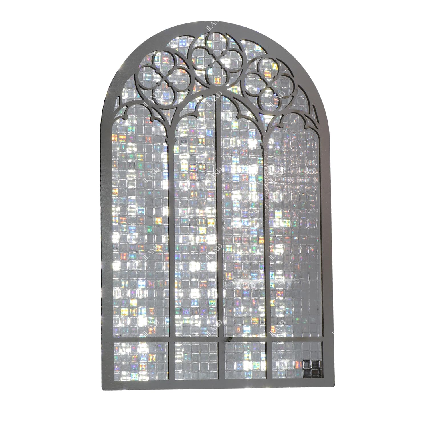 iLAND 1:12 Scale Wooden Dollhouse Window Kit - Arched Frame with PVC Grid Film