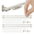 iLAND Miniature Curtain Double Rods 2 Sets – 1:12 Scale Dollhouse Window Décor with Rings & Brackets, Victorian White