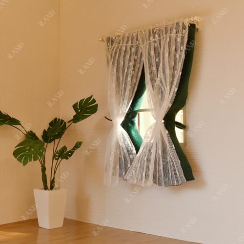 iLAND Miniature Curtain Double Rods 2 Sets – 1:12 Scale Dollhouse Window Décor with Rings & Brackets, Victorian White