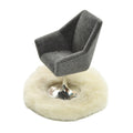 iLAND Miniature Swivel Chair & Faux Fur Carpet Set for 1:12 Dollhouse Living Room (Grey)