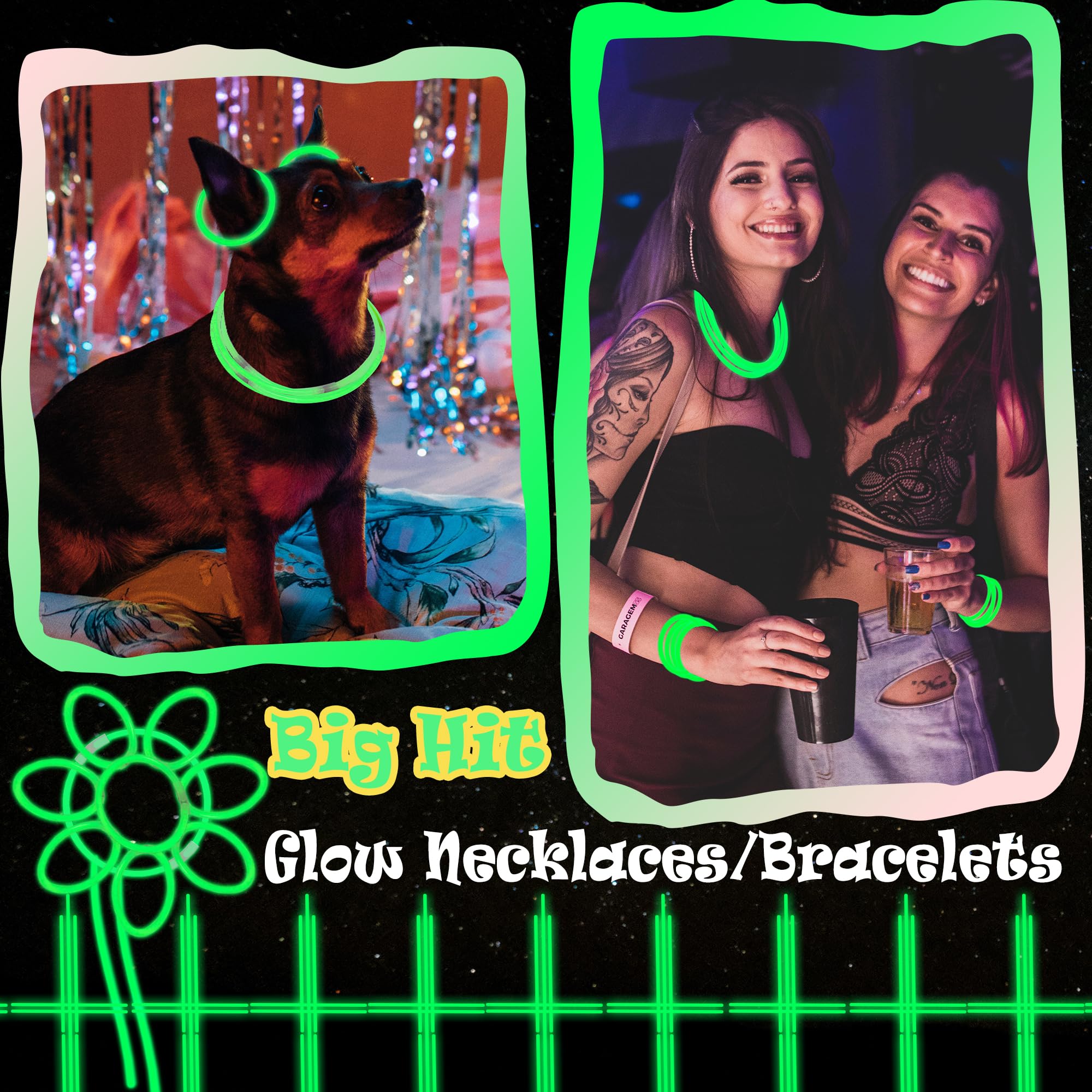 ILHSTY 100 Pack Glow Sticks – 8 Inch Green Glow Necklaces & Bracelets Bulk Party Favors