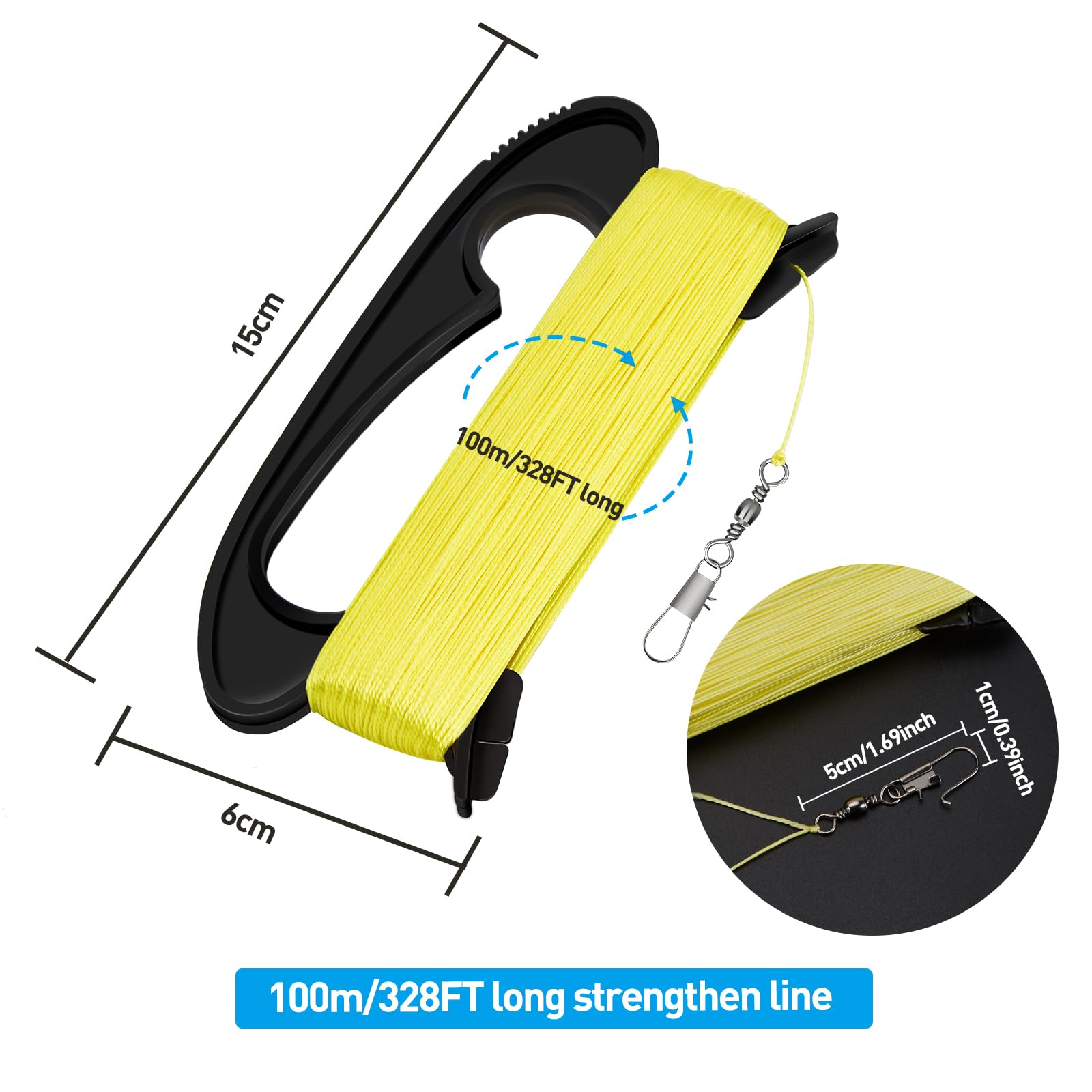IMAGE Kite Spool Handle, 100m/328ft High-Strength Nylon String with Quick Connect Clip