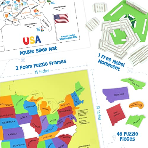 Imagimake Mapology United States Puzzle – 44 State-Shaped Pieces, 50+ Facts, Bonus Pentagon Model