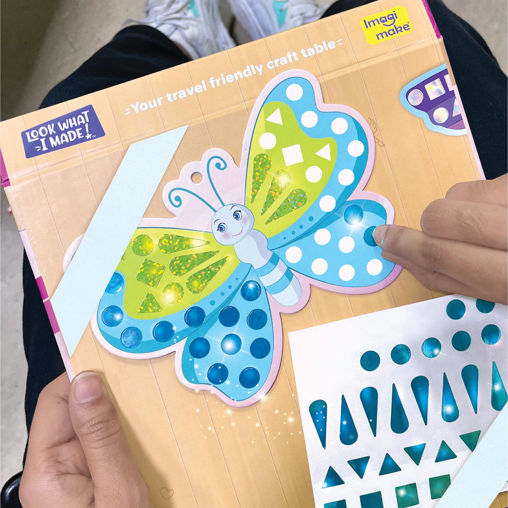 Imagimake Mirror Mosaic Butterfly & Peacock – 450+ Stickers, 5 Templates, Mess-Free Craft for Ages 3-7
