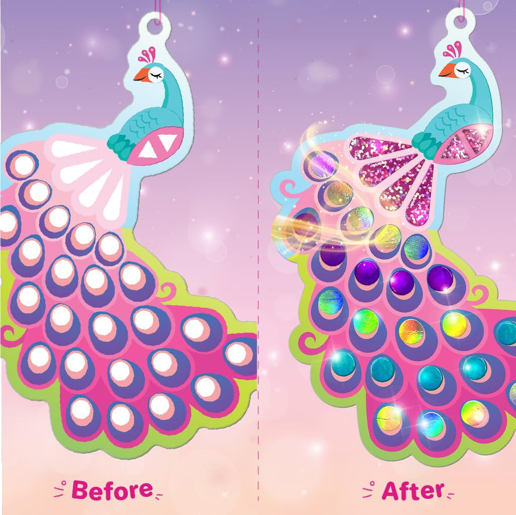 Imagimake Mirror Mosaic Butterfly & Peacock – 450+ Stickers, 5 Templates, Mess-Free Craft for Ages 3-7