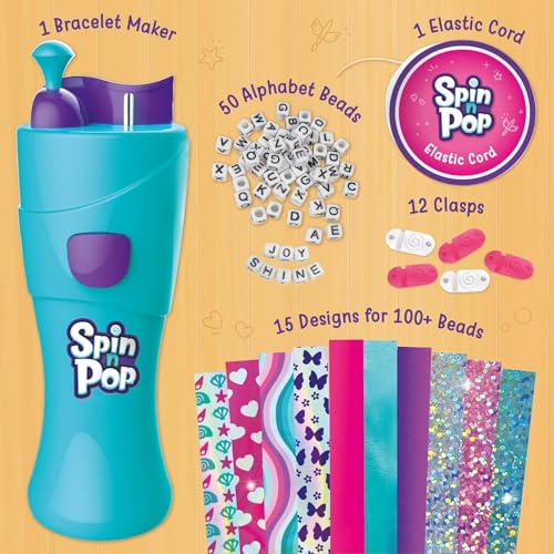 Imagimake Spin n Pop Bracelet Making Kit – DIY Friendship Bracelets for Ages 8-12, Makes 10 Bracelets with Electric Bead Maker