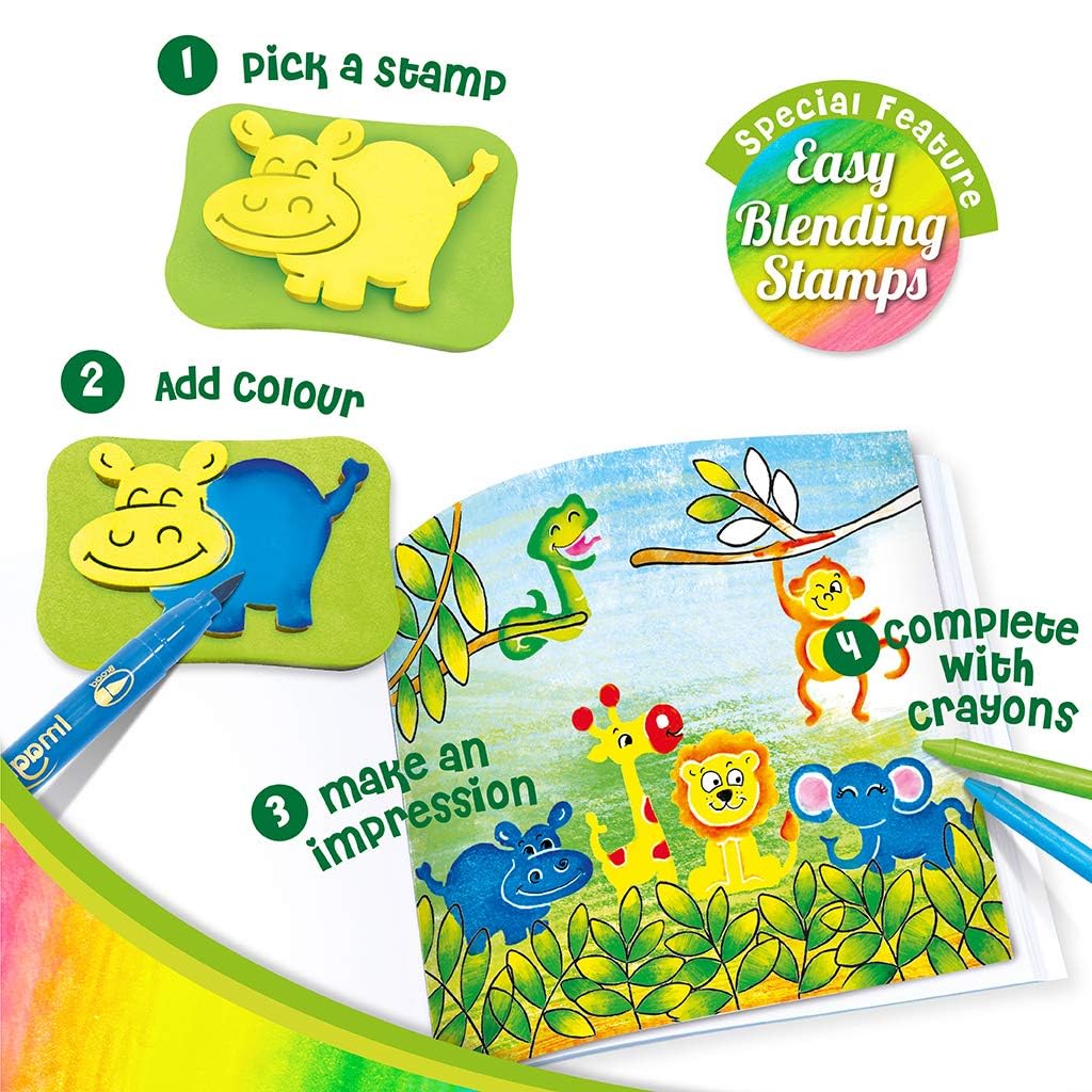 Imagimake Stamp Art Animal Kingdom - Mess-Free Stamping Craft Kit for Kids Ages 3-5