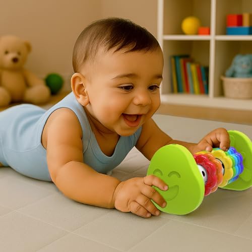 Imagimake Tummy Time Roller – 2-in-1 Baby Toy with Squeaky Sounds and 7 Textured Rings for 3+ Months