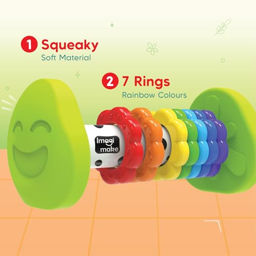 Imagimake Tummy Time Roller – 2-in-1 Baby Toy with Squeaky Sounds and 7 Textured Rings for 3+ Months