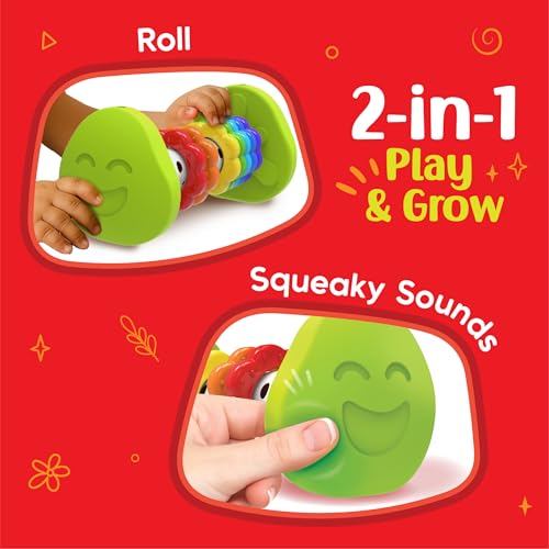 Imagimake Tummy Time Roller – 2-in-1 Baby Toy with Squeaky Sounds and 7 Textured Rings for 3+ Months