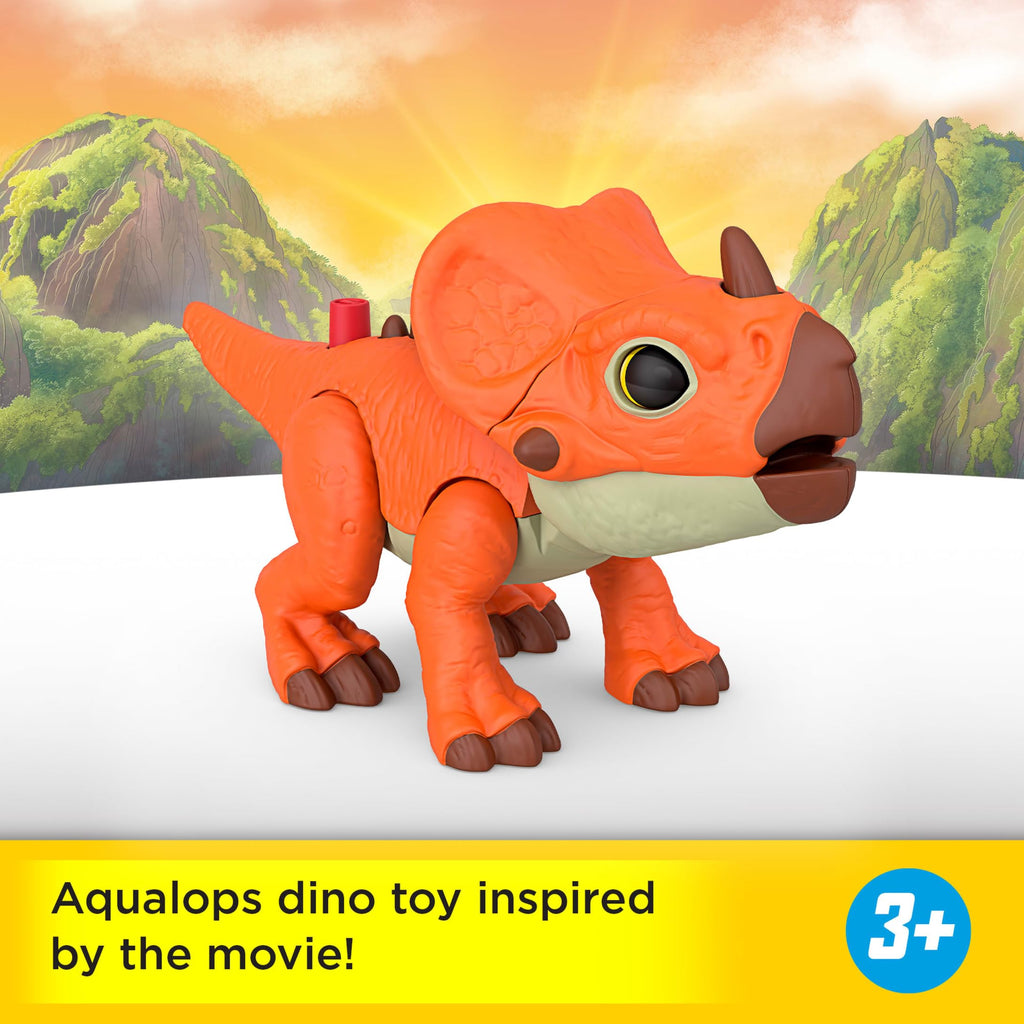 Imaginext Jurassic World Aquilops Dinosaur Action Figure – 7.75-Inch with Head Ram & Growing Spikes