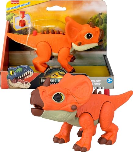 Imaginext Jurassic World Aquilops Dinosaur Action Figure – 7.75-Inch with Head Ram & Growing Spikes