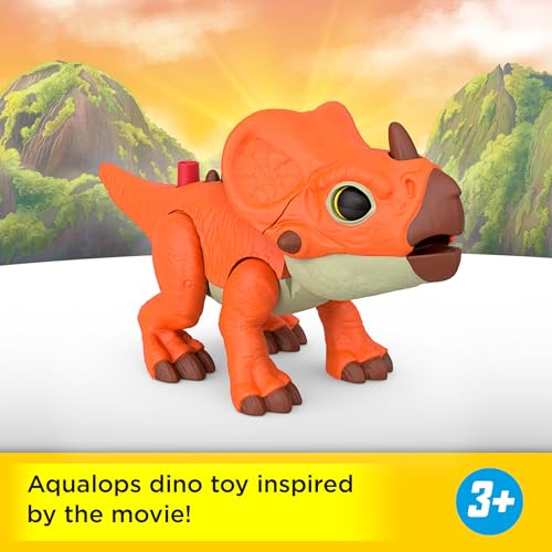 Imaginext Jurassic World Aquilops Dinosaur Action Figure – 7.75-Inch with Head Ram & Growing Spikes