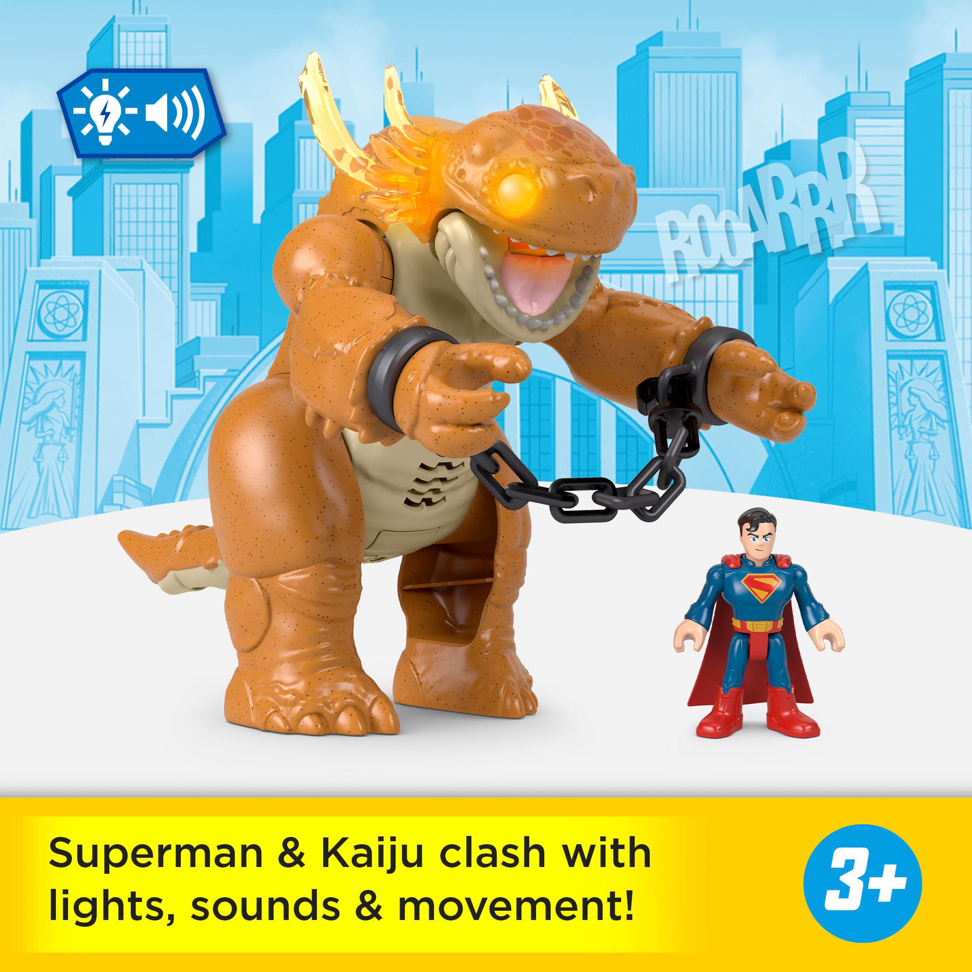 Imaginext Superman vs Kaiju Action Figure Playset with Lights & Sounds for Kids 3+