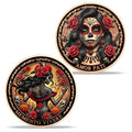 Imasoner Memento Mori Coin – Rose Skeleton Woman with Amor Fati & Memento Vivere, 3D Challenge Coin for Stoic Inspiration