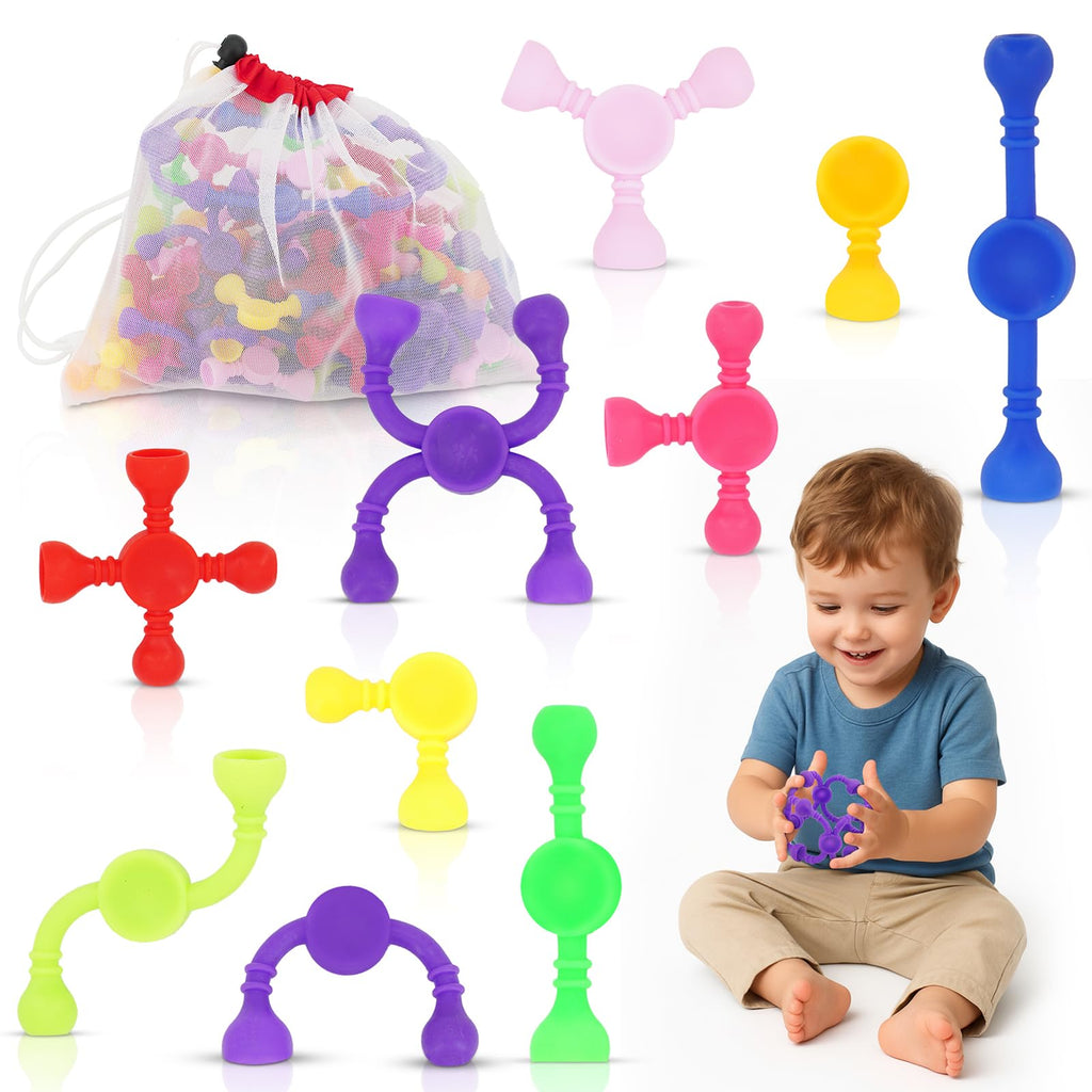 Imdroi 50-Piece Silicone Building Set – STEM Sensory Toys for Toddlers 3+