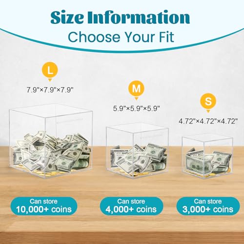 Imeepa Clear Acrylic Piggy Bank – Must-Break-to-Open Money Box for Cash and Coins (Small, 4.72 inches)
