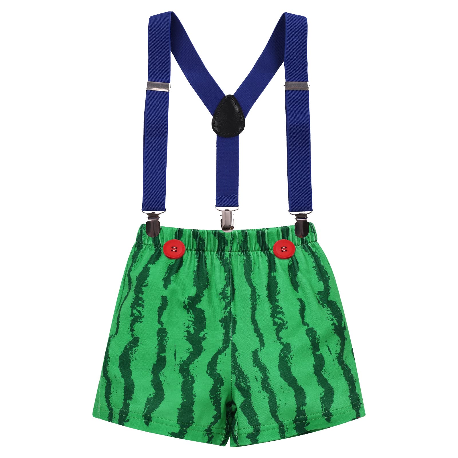 IMEKIS Baby Boy Melon Birthday Outfit Set - Romper, Suspenders, Bloomers & Hat for 1st 2nd Cake Smash