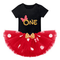 IMEKIS Baby Girls 1st Birthday Polka Dot Romper with Tutu Skirt and Mouse Ears Headband – Cake Smash Photo Shoot Costume