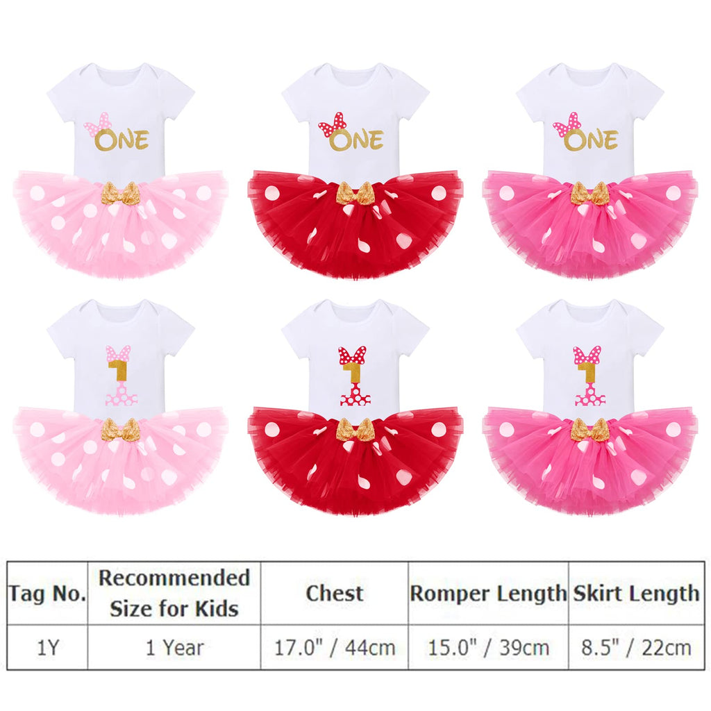 IMEKIS Baby Girls 1st Birthday Polka Dot Romper with Tutu Skirt and Mouse Ears Headband – Cake Smash Photo Shoot Costume