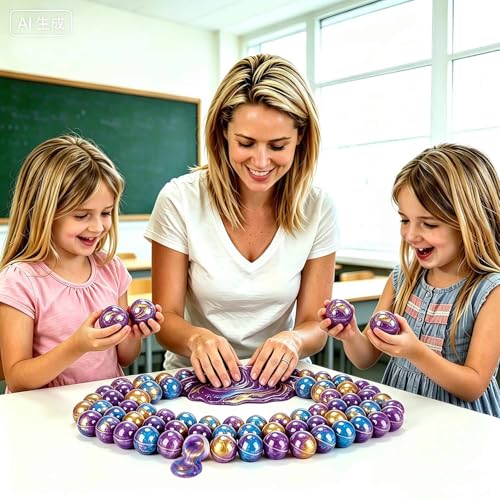 iMelitoy Galaxy Slime Balls 24-Pack: Non-Sticky, Stretchy, Mess-Free Starry Slime Party Favors for Kids and Adults