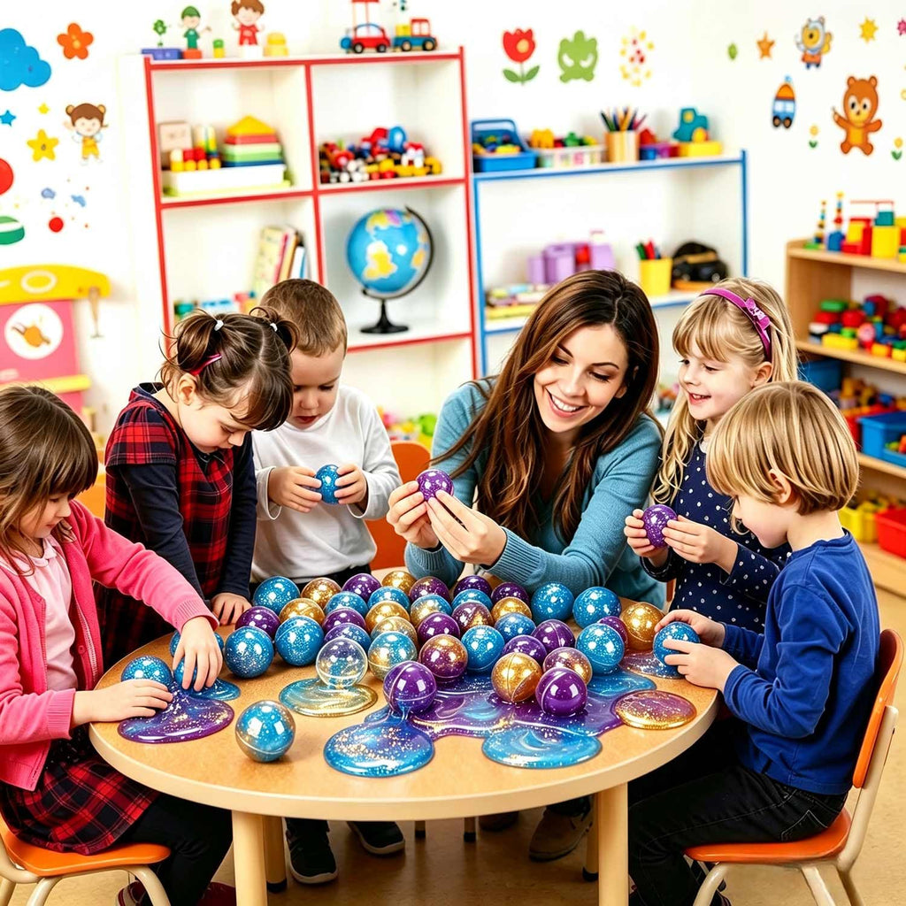 iMelitoy Galaxy Slime Balls 24-Pack: Non-Sticky, Stretchy, Mess-Free Starry Slime Party Favors for Kids and Adults