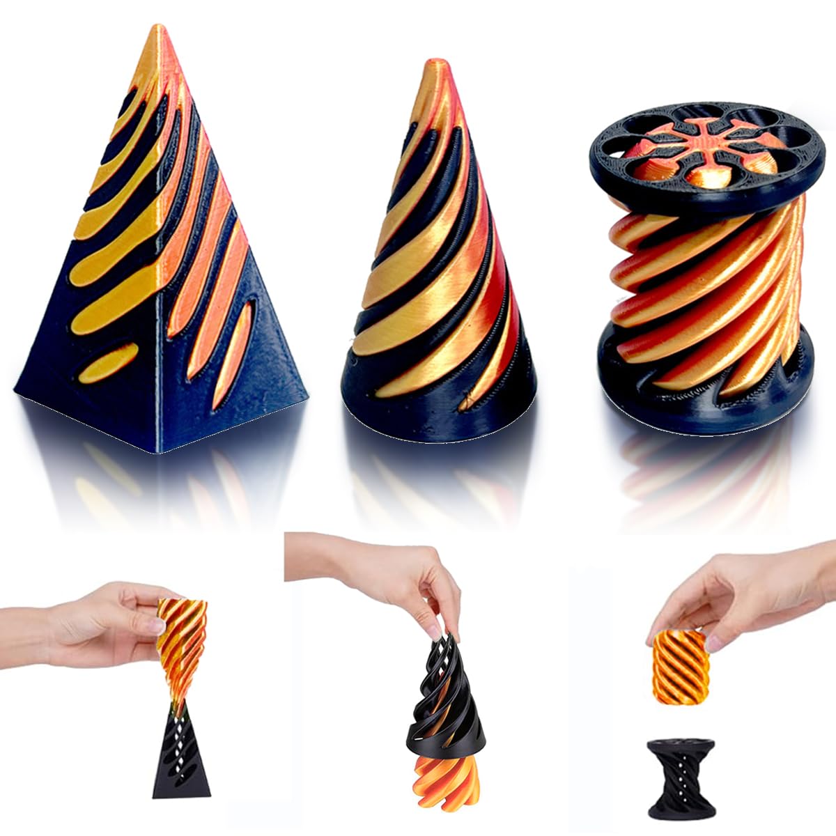 Impossible Cone (3PCS) - 3D Printed Spiral Fidget Toy Set by SANSGOUP