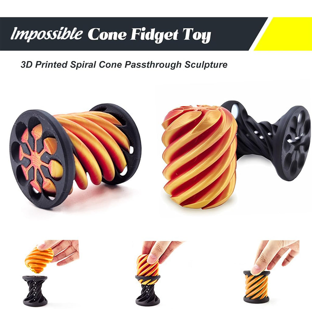 Impossible Cone (3PCS) - 3D Printed Spiral Fidget Toy Set by SANSGOUP