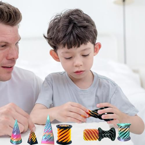 Impossible Cone Fidget Toy Set of 3 – Spiral Cone, Pyramid Passthrough for Stress Relief, PLA 3D Printed