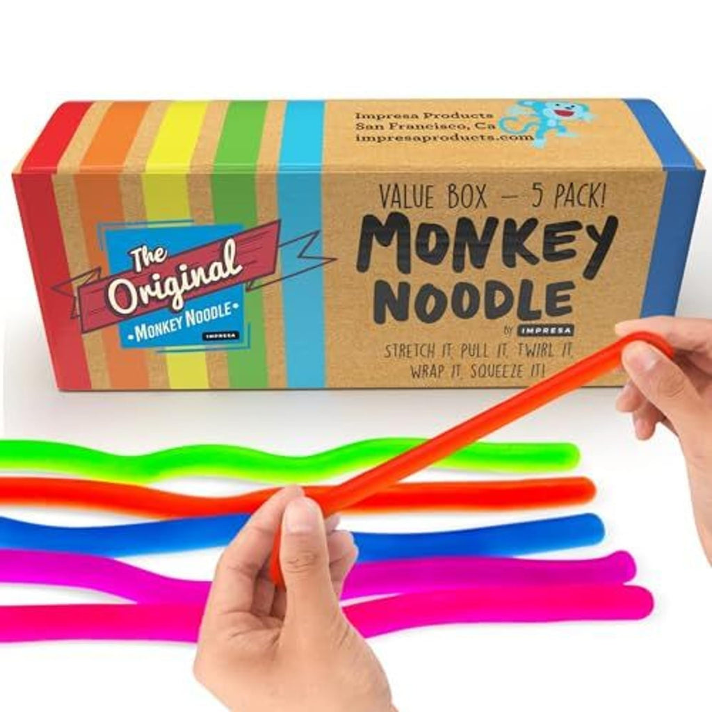 IMPREASA Monkey Noodles Fidget Toys - 5 Pack Stretchy Sensory Strings for Focus and Calm