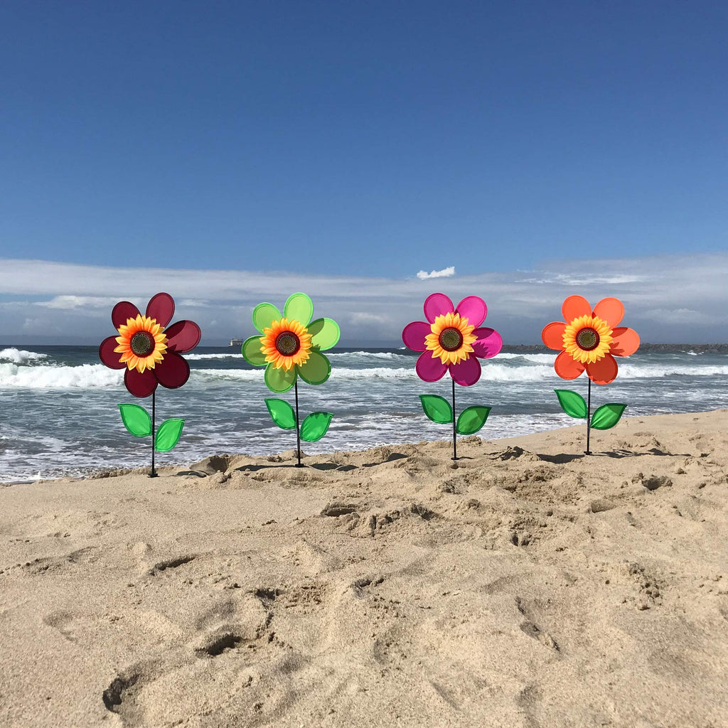 In the Breeze 12-Inch Green Sunflower Wind Spinner – Weather-Resistant Yard Decor with Fiberglass Frame
