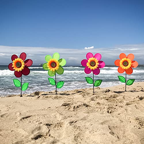 In the Breeze 12-Inch Orange Sunflower Wind Spinner – Weather-Resistant Outdoor Garden Decor