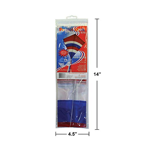 In the Breeze 27" Patriot Arch Diamond Kite - Lightweight Ripstop with 3 Tails, Line, and Travel Bag