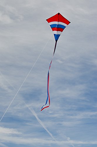 In the Breeze 27" Patriot Arch Diamond Kite - Lightweight Ripstop with 3 Tails, Line, and Travel Bag