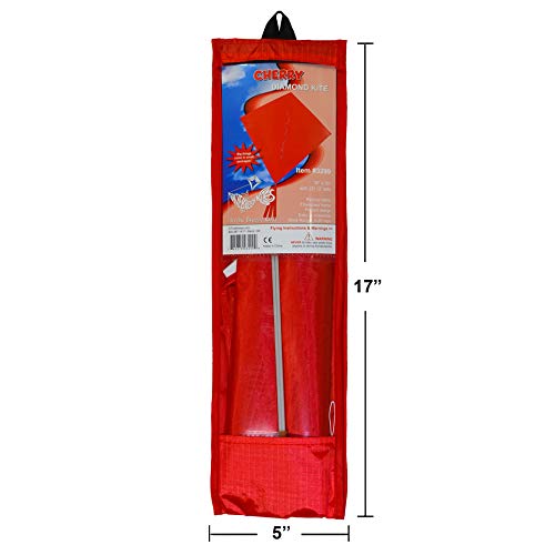 In the Breeze 30 Inch Diamond Kite – Solid Red Cherry, Easy Flying with Tails and Line