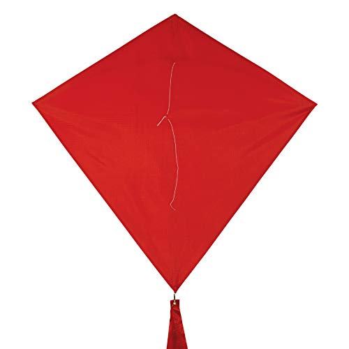 In the Breeze 30 Inch Diamond Kite – Solid Red Cherry, Easy Flying with Tails and Line