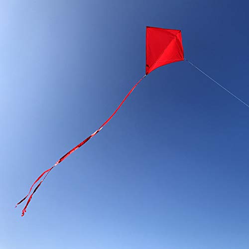 In the Breeze 30 Inch Diamond Kite – Solid Red Cherry, Easy Flying with Tails and Line
