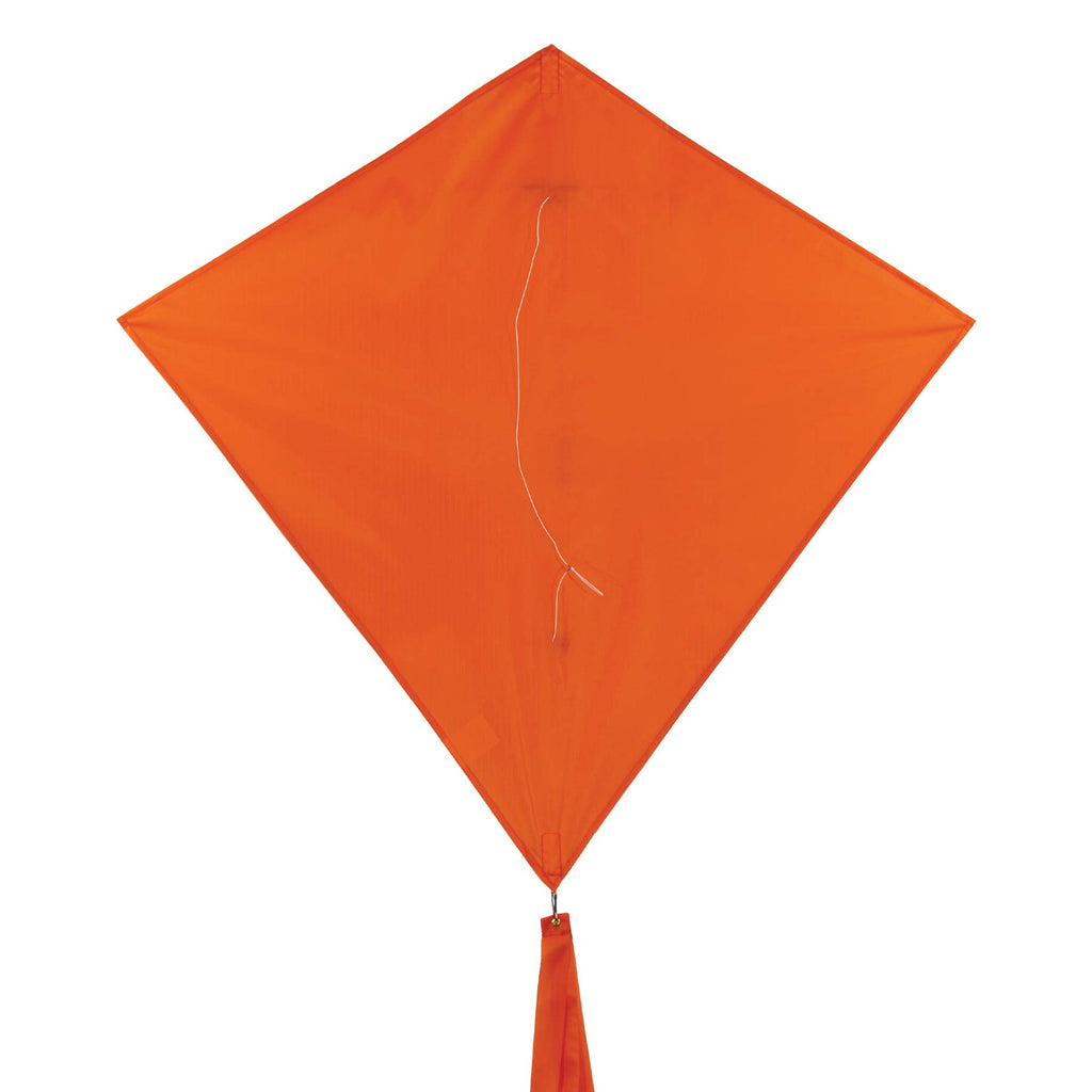 In the Breeze 30" Tangerine Diamond Kite – Solid Orange Ripstop Kite with Tails